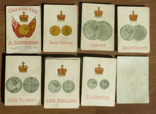 An 1865 Card Game of CHANGE FOR A SOVEREIGN by J Evans & Sons, London.